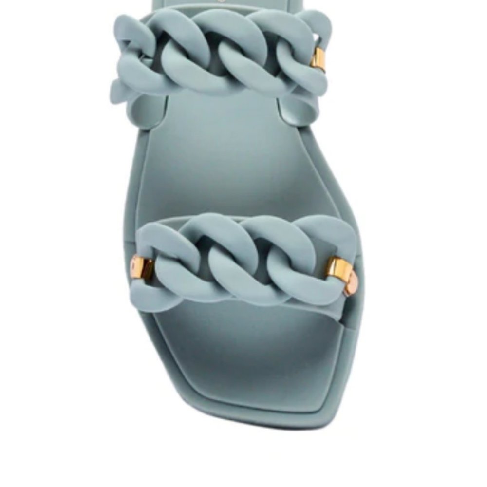 !! NEW !! Jelly Slide Sandals with Chain Detail in Matte Black - Picture 11 of 11
